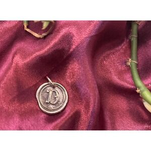 Waxing Poetic Sterling Silver Round Insignia Initial Letter D Charm Pendant